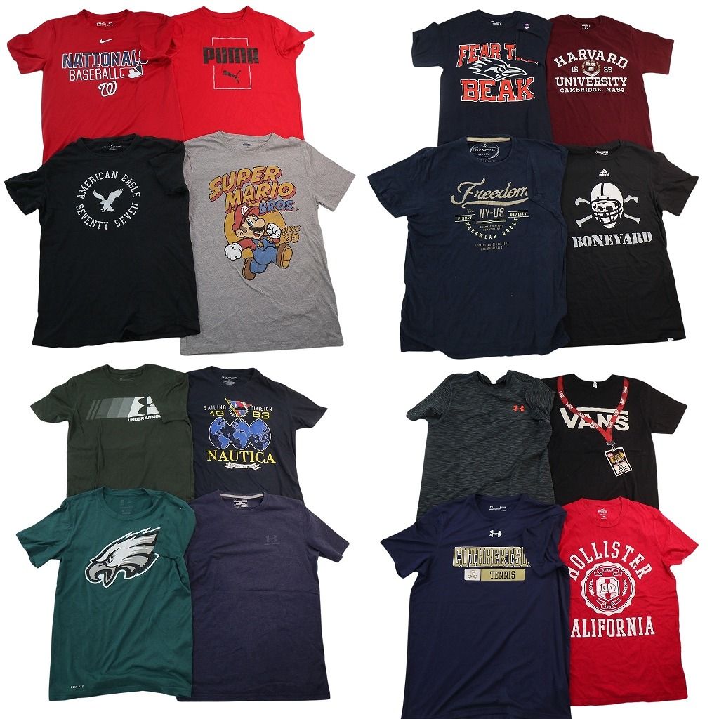 古着卸 まとめ売り ブランドMIX Tシャツ 16枚セット ( メンズ S ) プーマ アンダーアーマー チャンピオン ノーティカ 中古 古着 NF7951