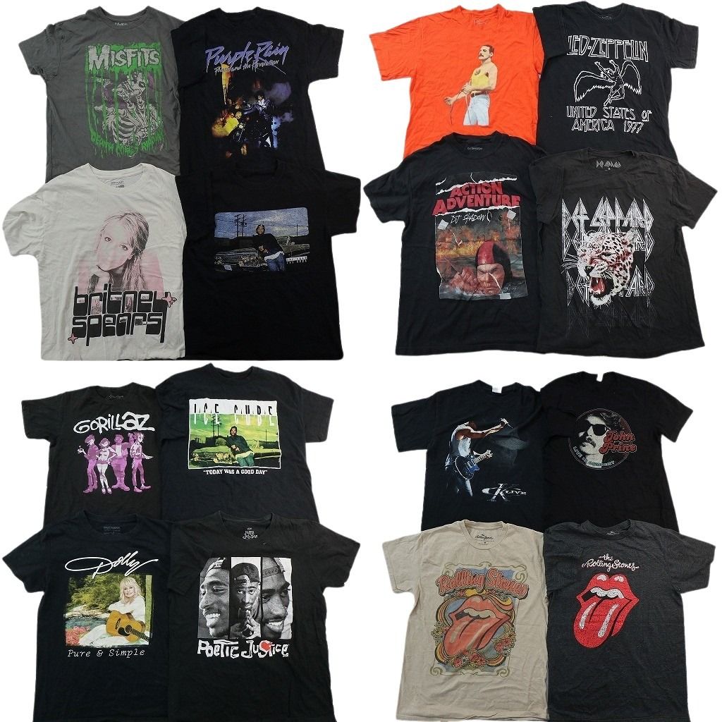 古着卸 まとめ売り 音楽・バンド Tシャツ 16枚セット ( メンズ M ) アイスキューブ ローリングストーンズ 人物 デフレパード 中古 NF7975