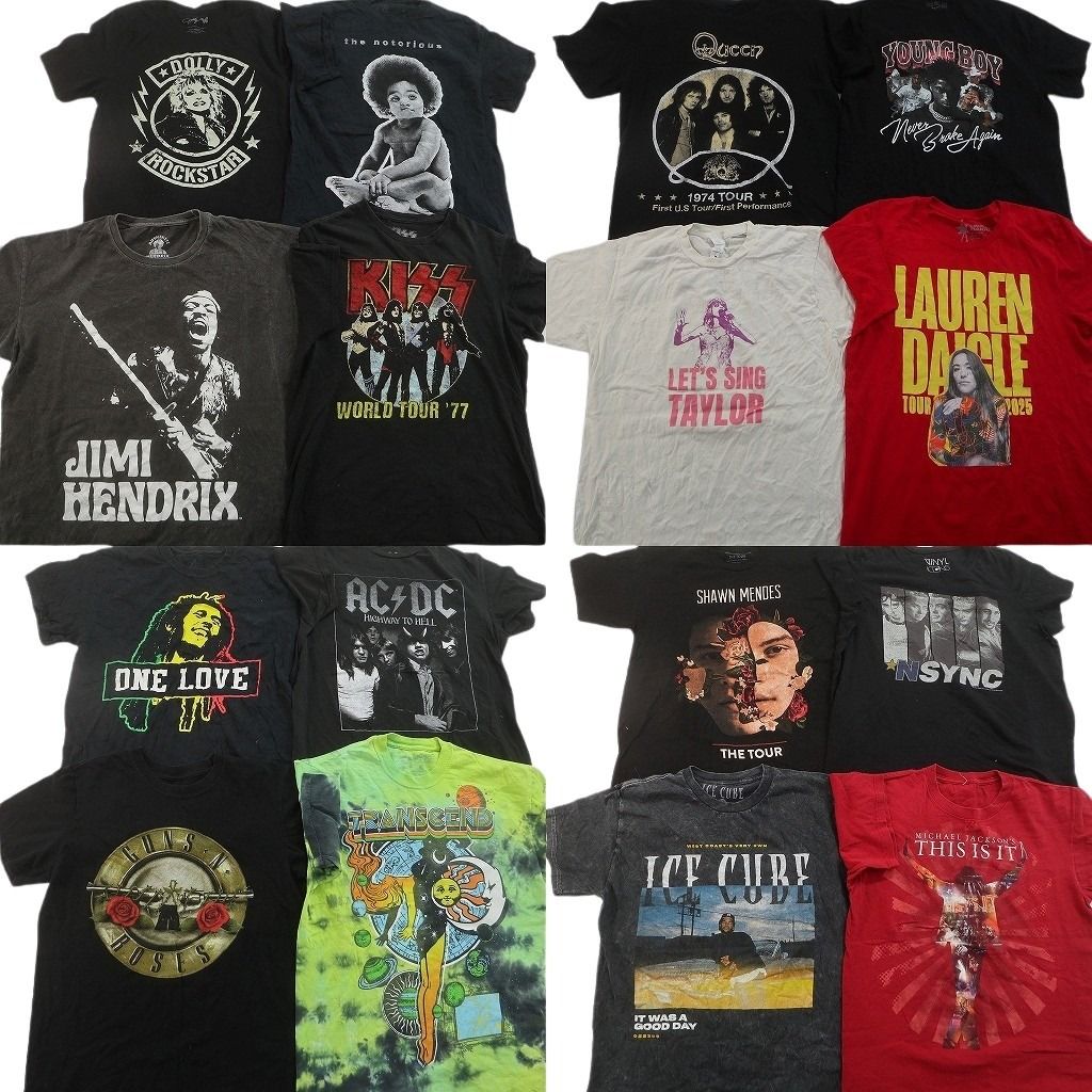 古着卸 まとめ売り 音楽・バンド Tシャツ 16枚セット ( メンズ M ) KISS アイスキューブ AC/DC ノートリアス 中古 古着 NF7988
