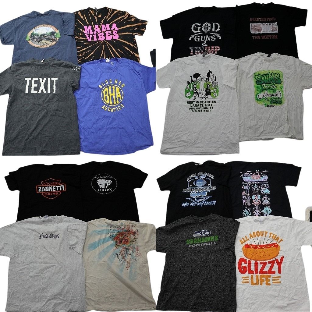 古着卸 まとめ売り プリント Tシャツ 16枚セット ( メンズ XL ) プロチーム NFL 英文字プリント シーホークス 中古 古着 NF8005