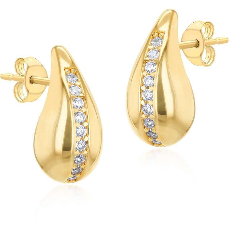 ビー ユー レディース アクセサリー ピアス・イヤリング Be You 9ct Gold CZ Teardrop Stud Earrings Yellow Gold イエロー