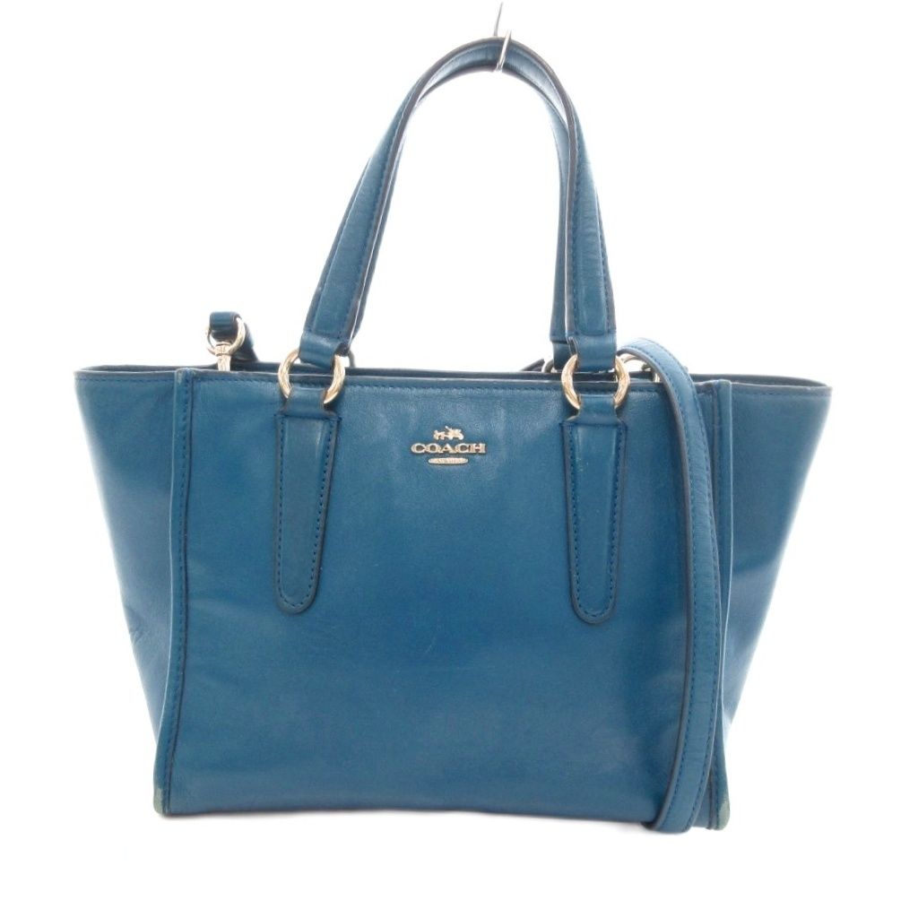 コーチ COACH ハンドバッグ ショルダーバッグ 2way 青 ブルー レザー