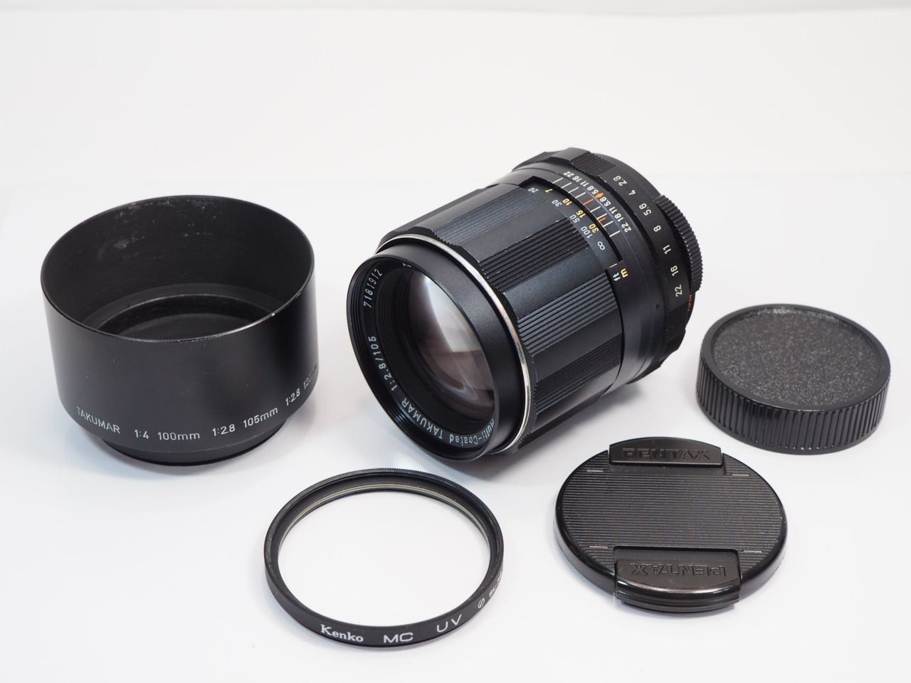 送料無料 PENTAX Super-Multi-Coated Takumar 105mmF2.8 フード付き