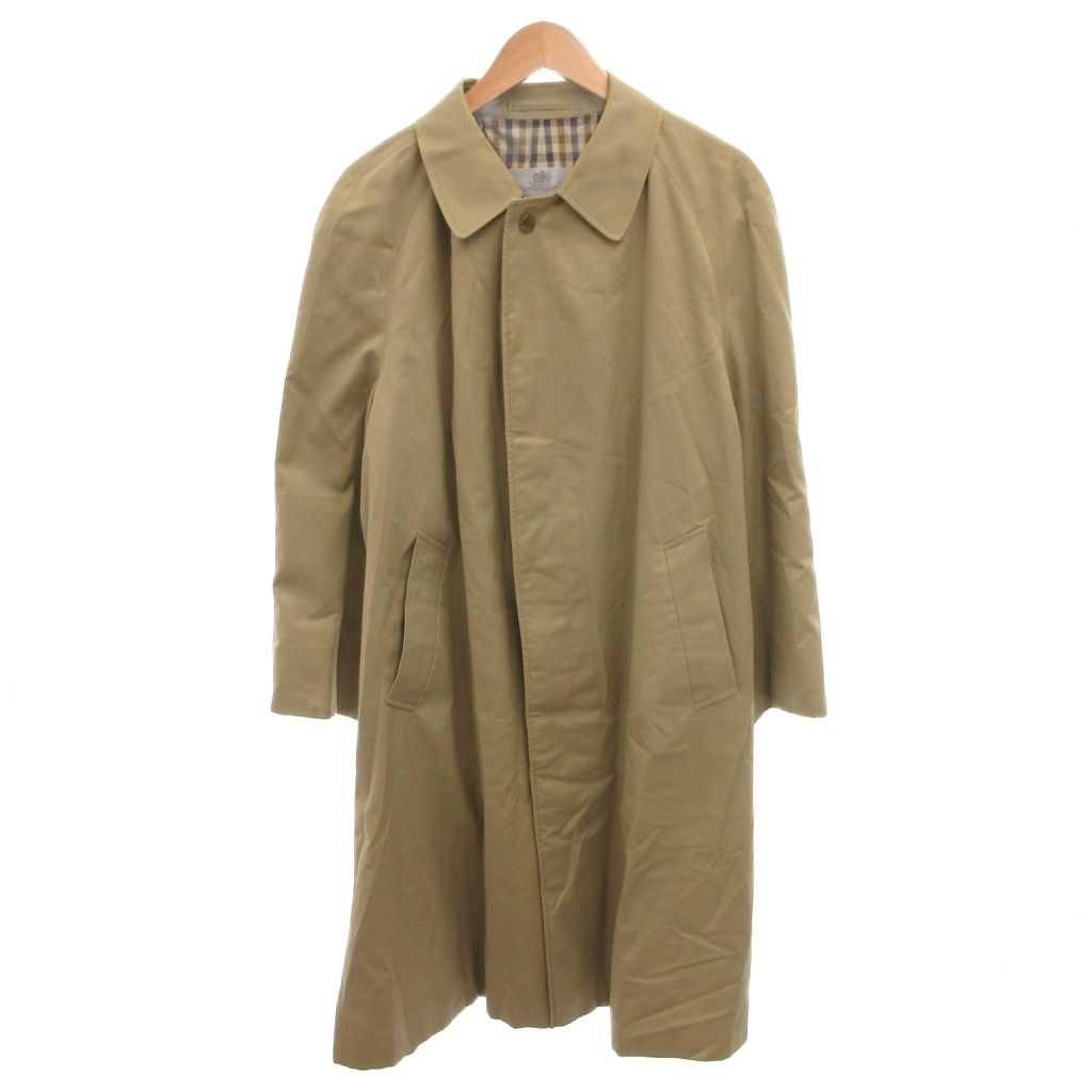【八木様】アクアスキュータム　ステンカラーコート　裏地チェック　ベージュ アクアスキュータム AQUASCUTUM ステンカラーコート 裏地チェック