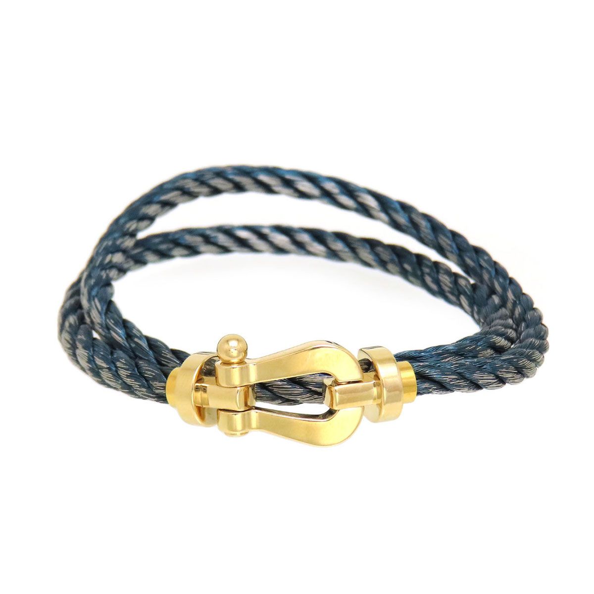 フレッド フォース10 ブレスレット LM 2連 #17 0B0006-6B1063 Au750 (K18YG) STEEL(イエローゴールドメッキ加工) ユニセックス FRED [美品] 【中古】 【ジュエリー】 フレッド フォース10 ブレスレット LM 2連 #17 0B0006-6B1063 Au750
