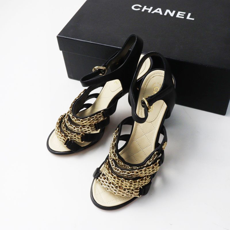 極美品 シャネル CHANEL G31732 ゴールドチェーンモチーフアンクル