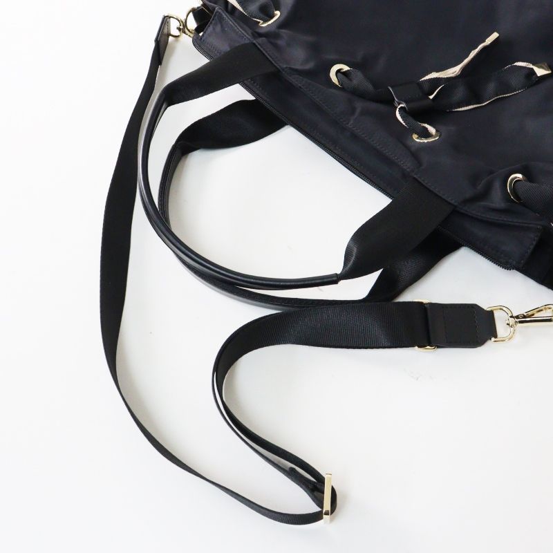 TOCCA 2way ショルダーバッグ ブラック リボン トッカ TOCCA 2WAY トートバッグ□ブラック グログランリボン