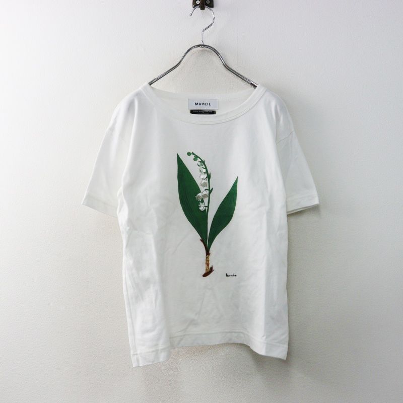 ミュベール MUVEIL スズランアートプリントTシャツ 36＼ホワイト