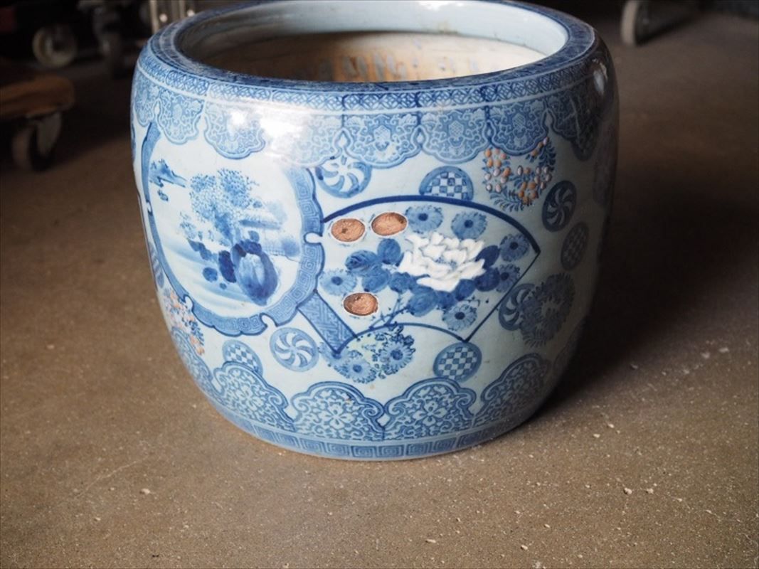 5035】瀬戸火鉢/アンティーク/古道具/メダカ鉢/金魚鉢 中古品 2026年