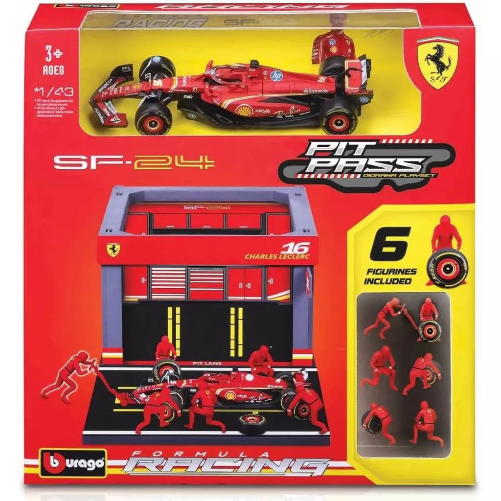 中古】ミニカー 1/43 フェラーリ PIT PASSセット SF-24 C.ルクレール
