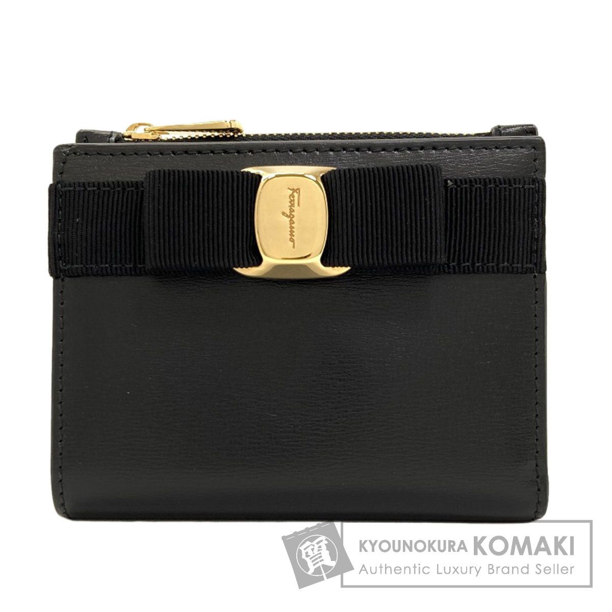 Salvatore Ferragamo サルヴァトーレフェラガモ ヴァラリボン 二つ折り財布（小銭入れあり） レザー レディース [中古]