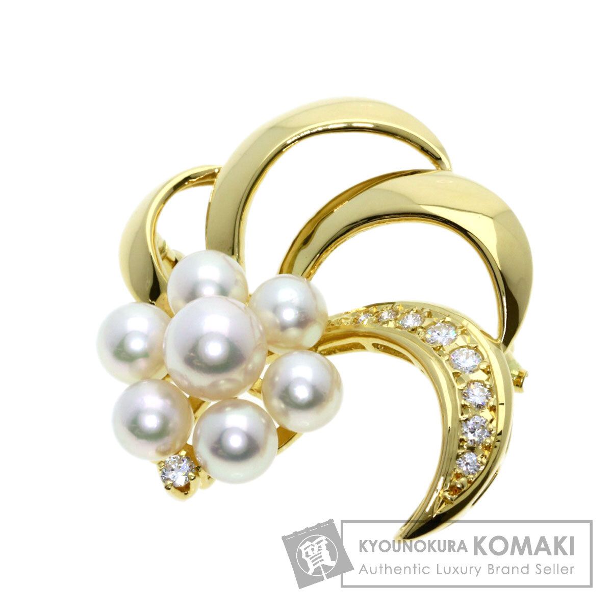 MIKIMOTO ミキモト パール 真珠 ダイヤモンド ブローチ K18YG レディース [中古]