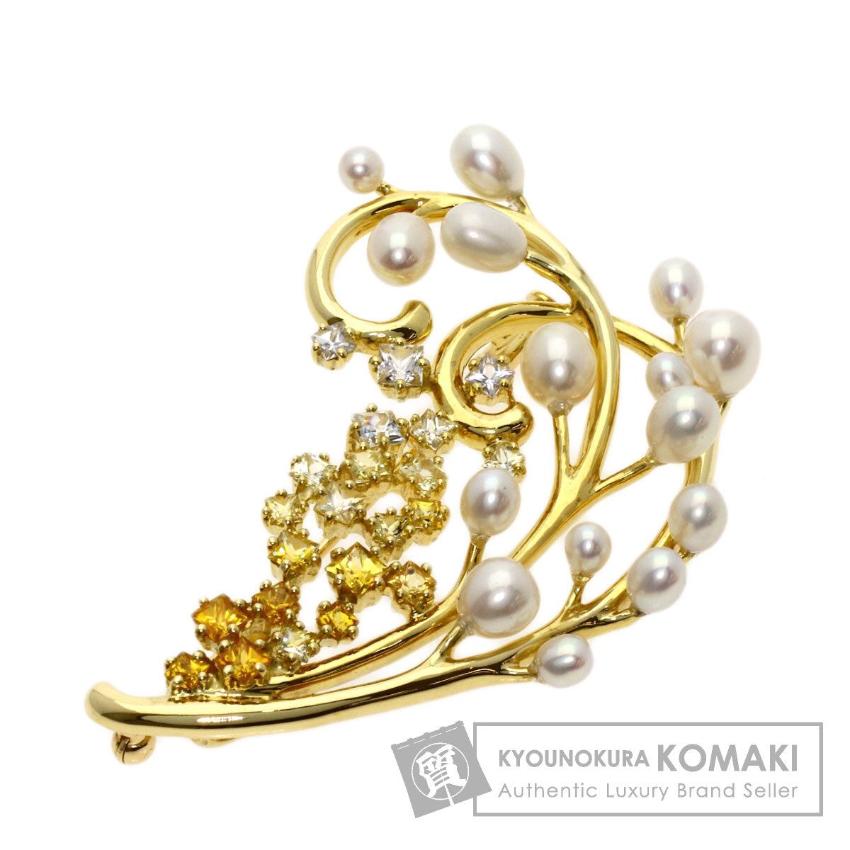 TASAKI タサキ サファイア パール 真珠 ブローチ K18YG レディース [中古]