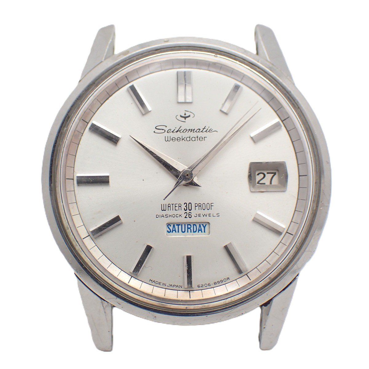 [Translated Product] Seiko SEIKOMATIC Week Data Automatic Men's Watch Day Date Silver Dial 6206-8990 Main Unit Only [Ioki Pawn Shop]