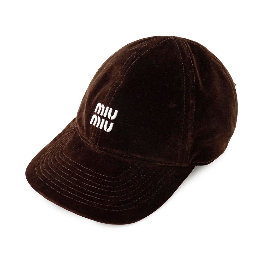 ミュウミュウ キャップ ロゴ ベースボールキャップ ベルベット コットン 5HC369 サイズL Miu Miu CAP