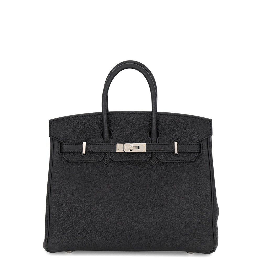 エルメス バーキン25 ブラック/シルバー金具 トゴ W刻印 HERMES Birkin ハンドバッグ 黒
