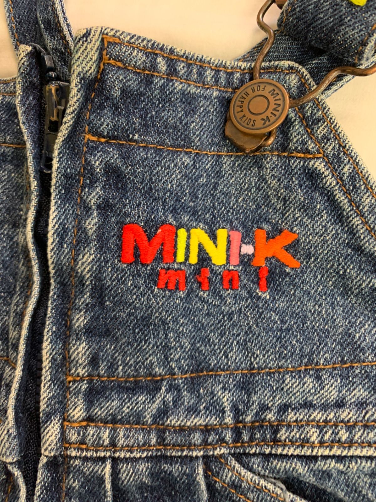 MINI-K mini 刺繍 デニム サロペット オーバーオール ロンパース 時計