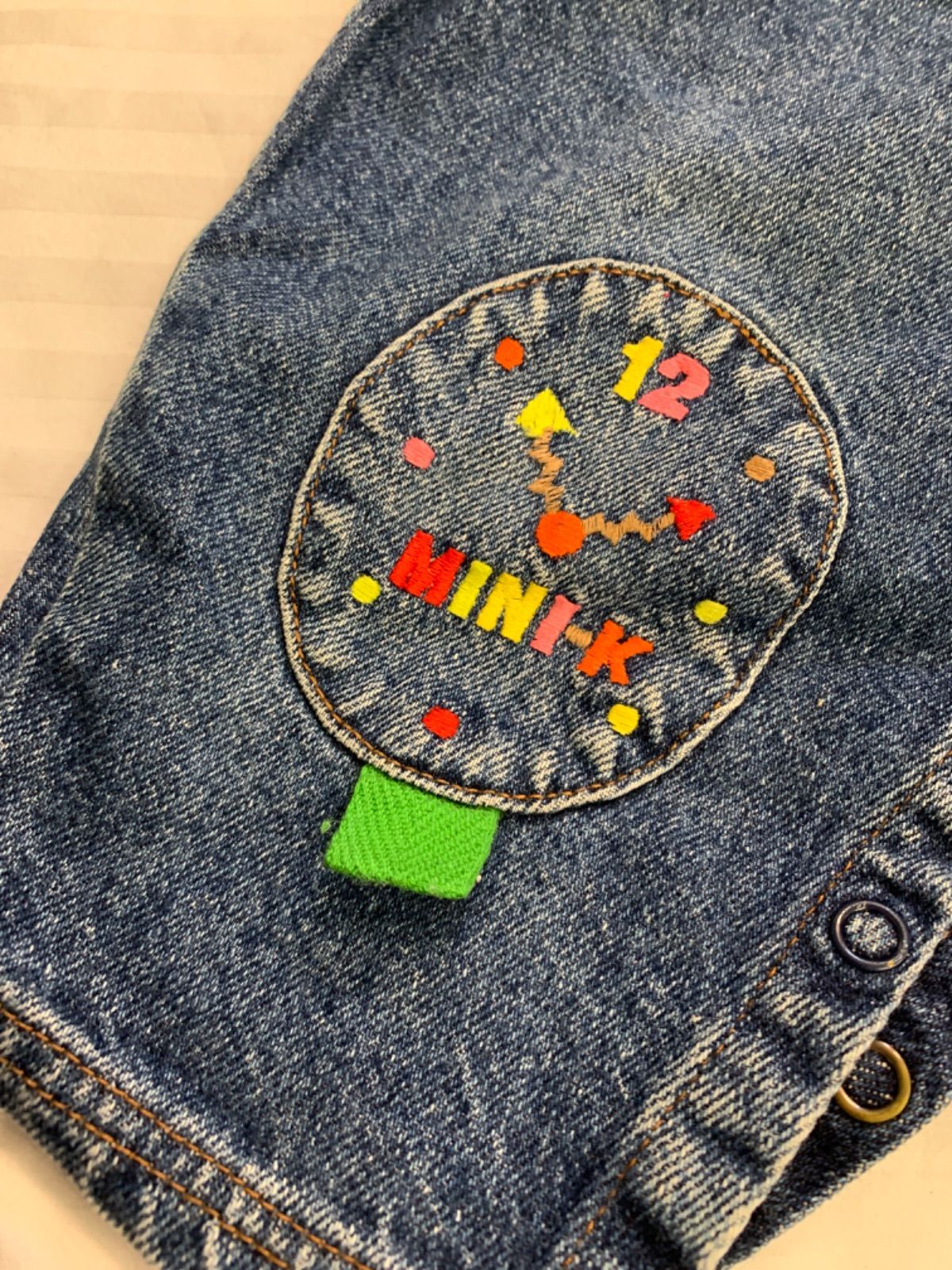 MINI-K mini 刺繍 デニム サロペット オーバーオール ロンパース 時計