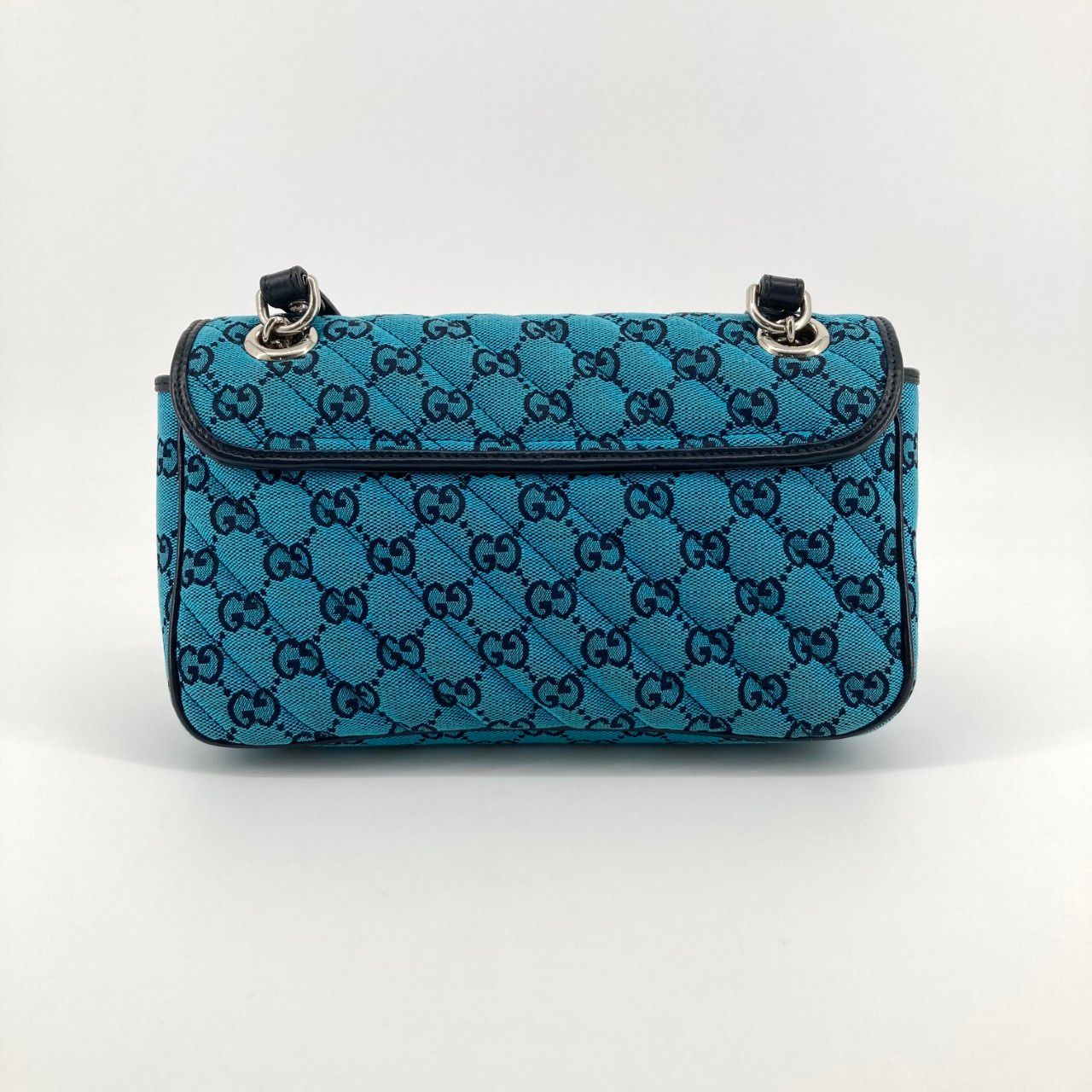 GUCCI(グッチ) GGマーモント ブルーキャンパス チェーンフラップ 443497 ショルダーバッグ ブルー GUCCI(グッチ) GGマーモント ブルーキャンパス チェーンフラップ 443497 ショルダーバッグ ブルー
