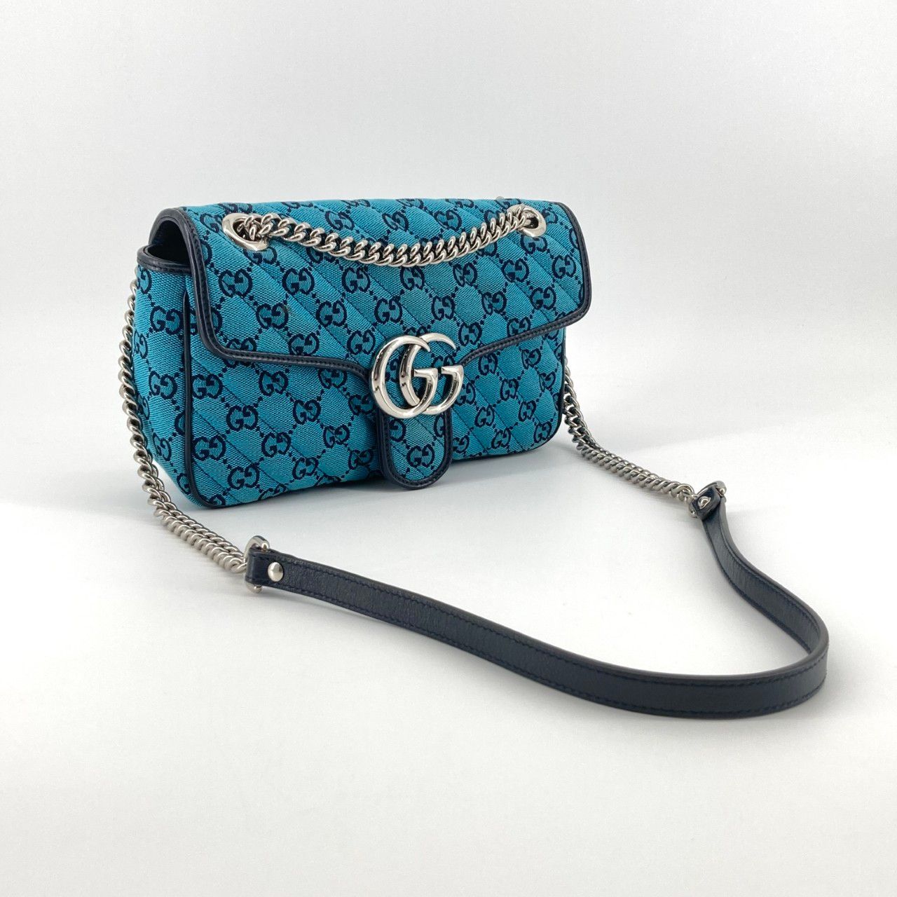 GUCCI(グッチ) GGマーモント ブルーキャンパス チェーンフラップ 443497 ショルダーバッグ ブルー GUCCI(グッチ) GGマーモント ブルーキャンパス チェーンフラップ 443497 ショルダーバッグ ブルー