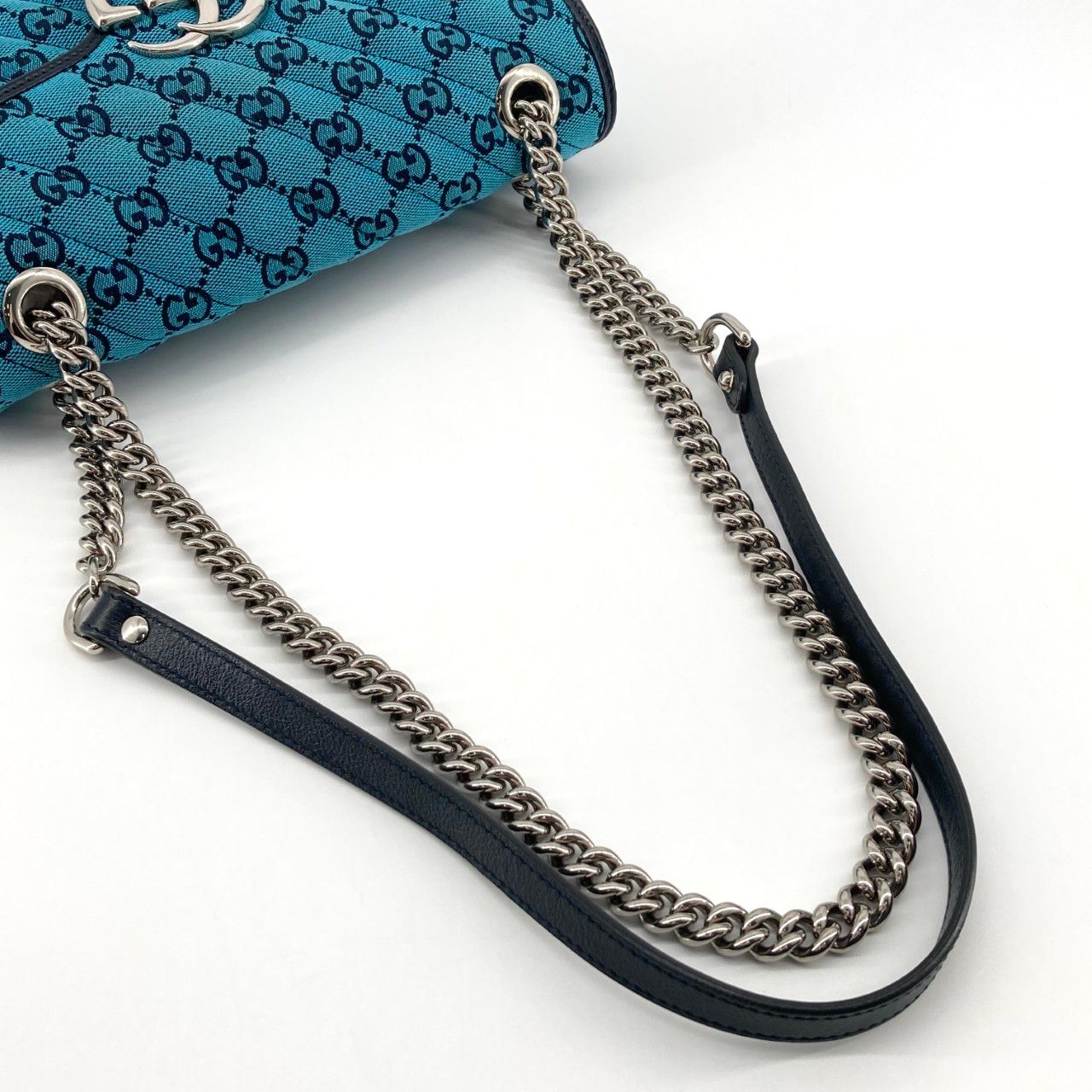 GUCCI(グッチ) GGマーモント ブルーキャンパス チェーンフラップ 443497 ショルダーバッグ ブルー GUCCI(グッチ) GGマーモント ブルーキャンパス チェーンフラップ 443497 ショルダーバッグ ブルー