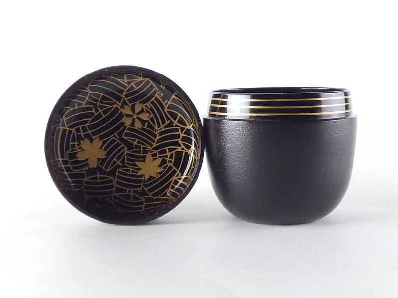 高橋峯房「糸巻春秋 乾漆 利休棗」共箱 保証品 茶道具 /R982(tn8
