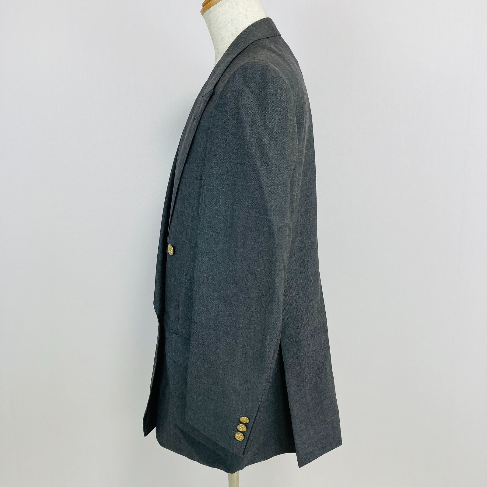 紺ブレ 金ボタン 90s 英国製 Austin Reed ダブル 高級生地 美品 AUSTIN REED OF LONDON ダブルジャケット 金ボタン グレー A7 0391K