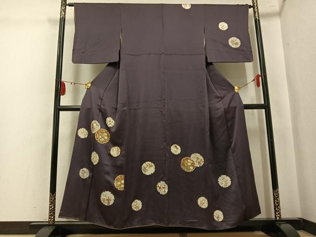 平和屋着物○訪問着 駒刺繍 雪輪草花文 金彩 正絹 逸品 AABL0728ph