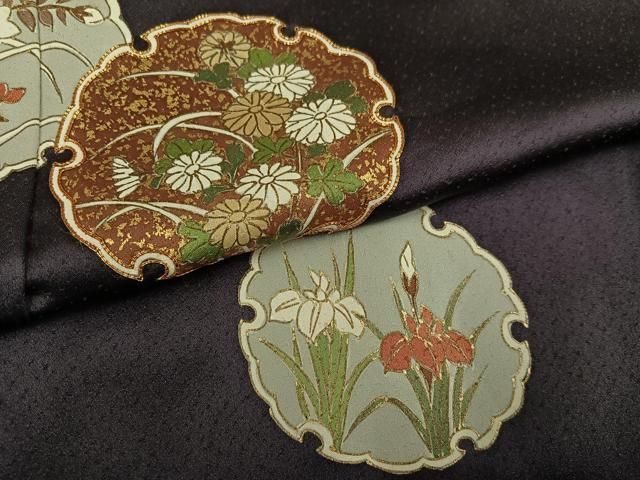 平和屋着物○訪問着 駒刺繍 雪輪草花文 金彩 正絹 逸品 AABL0728ph