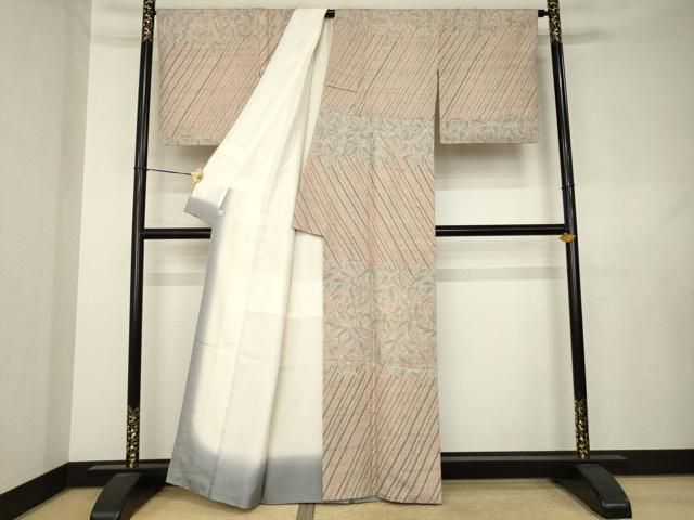 平和屋着物○二代目 川村久太郎 訪問着 生紬 笹竹文 正絹 逸品