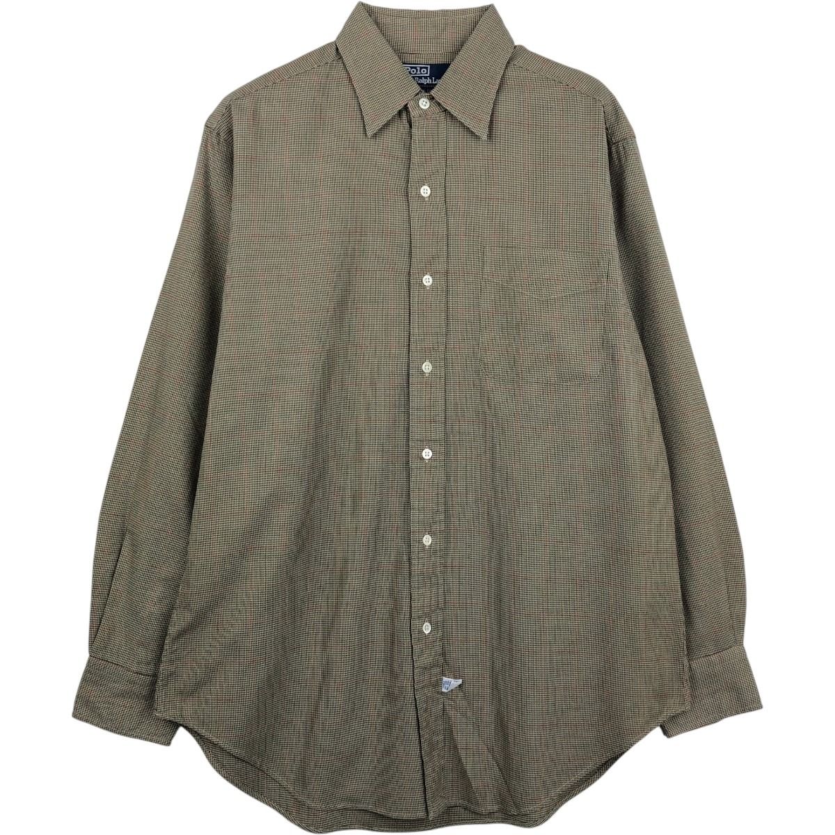 古着 ラルフローレン Ralph Lauren POLO by Ralph Lauren 千鳥格子柄 長袖 コットンチェックシャツ メンズM相当/eaa661302