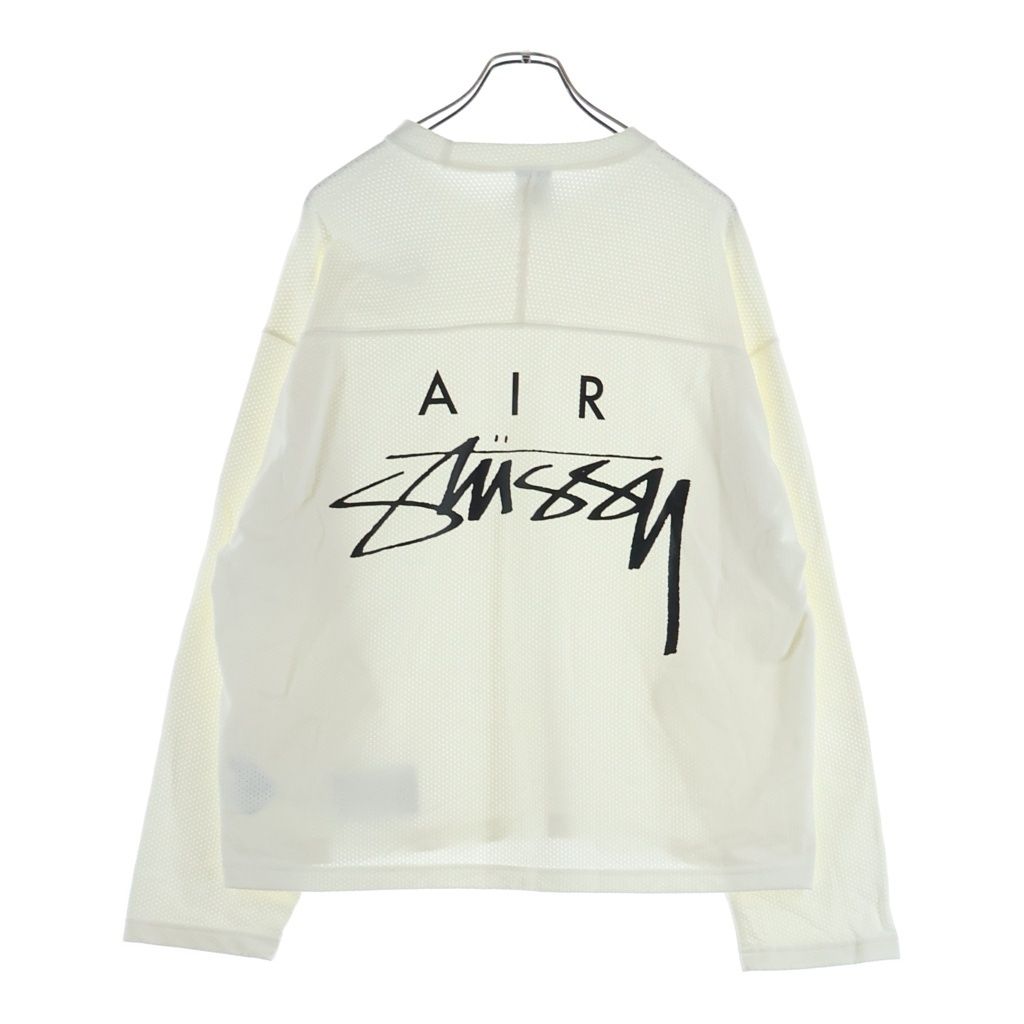STUSSY (ステューシー) x Nike ナイキ Dri-FIT Mesh Jersey ドライフィット メッシュジャージ クルーネック長袖カットソー ホワイト FJ9164-133