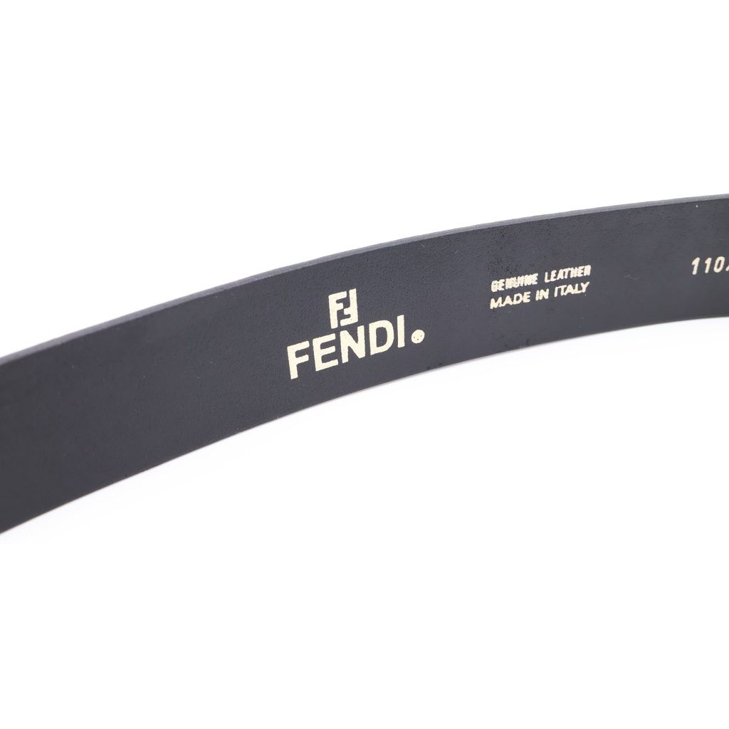 FENDI (フェンディ) FFロゴ レザーベルト イタリア製 シルバーバックル