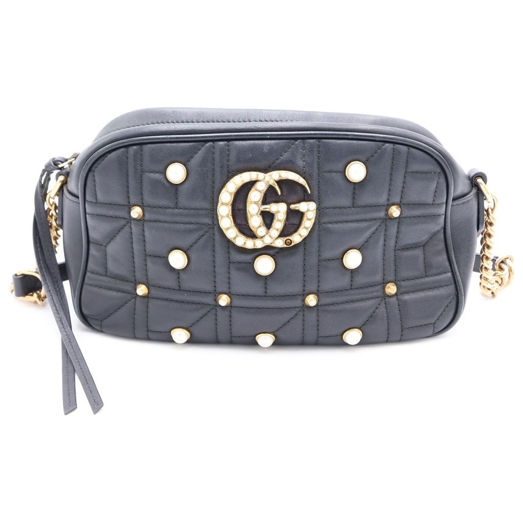 GUCCI (グッチ) GGマーモント パールモチーフ ショルダーバッグ