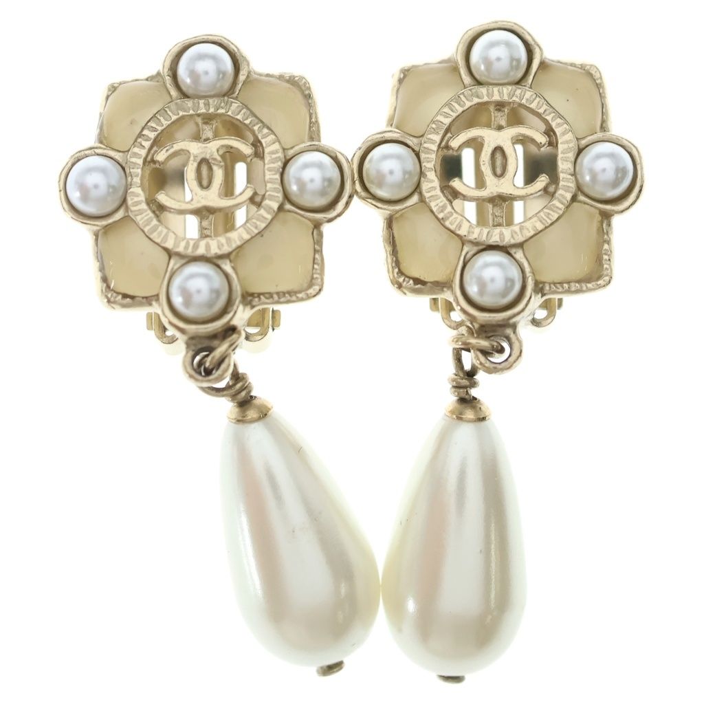 CHANEL (シャネル) ココマーク フェイクパール ドロップ イヤリング