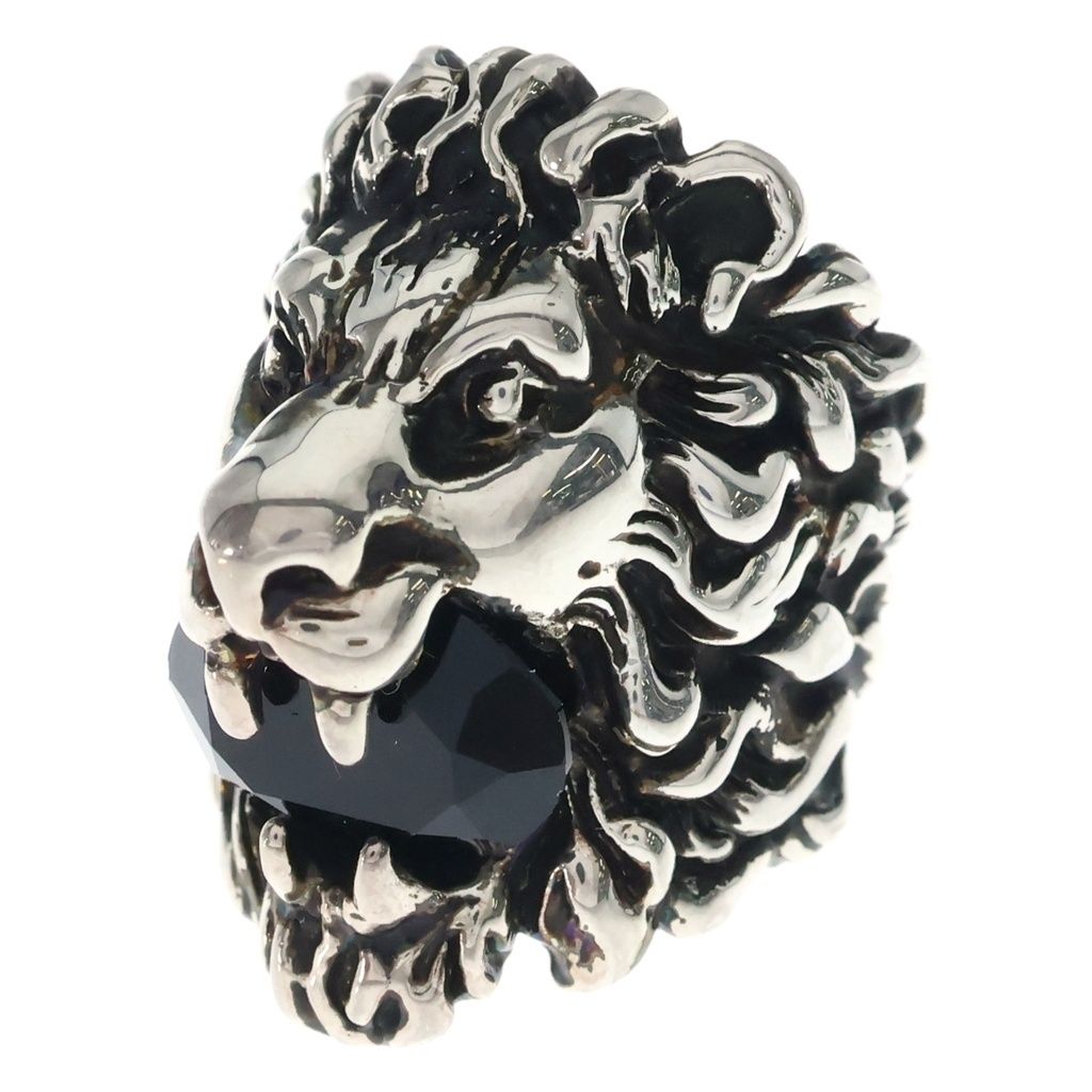 GUCCI (グッチ) ライオンヘッド ブラッククリスタル リング シルバー 402763 #11