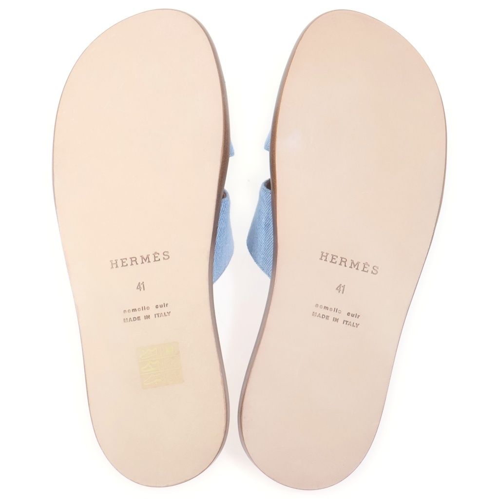 HERMES イズミール HERMES (エルメス) Izmir イズミール デニムHロゴ レザーサンダル