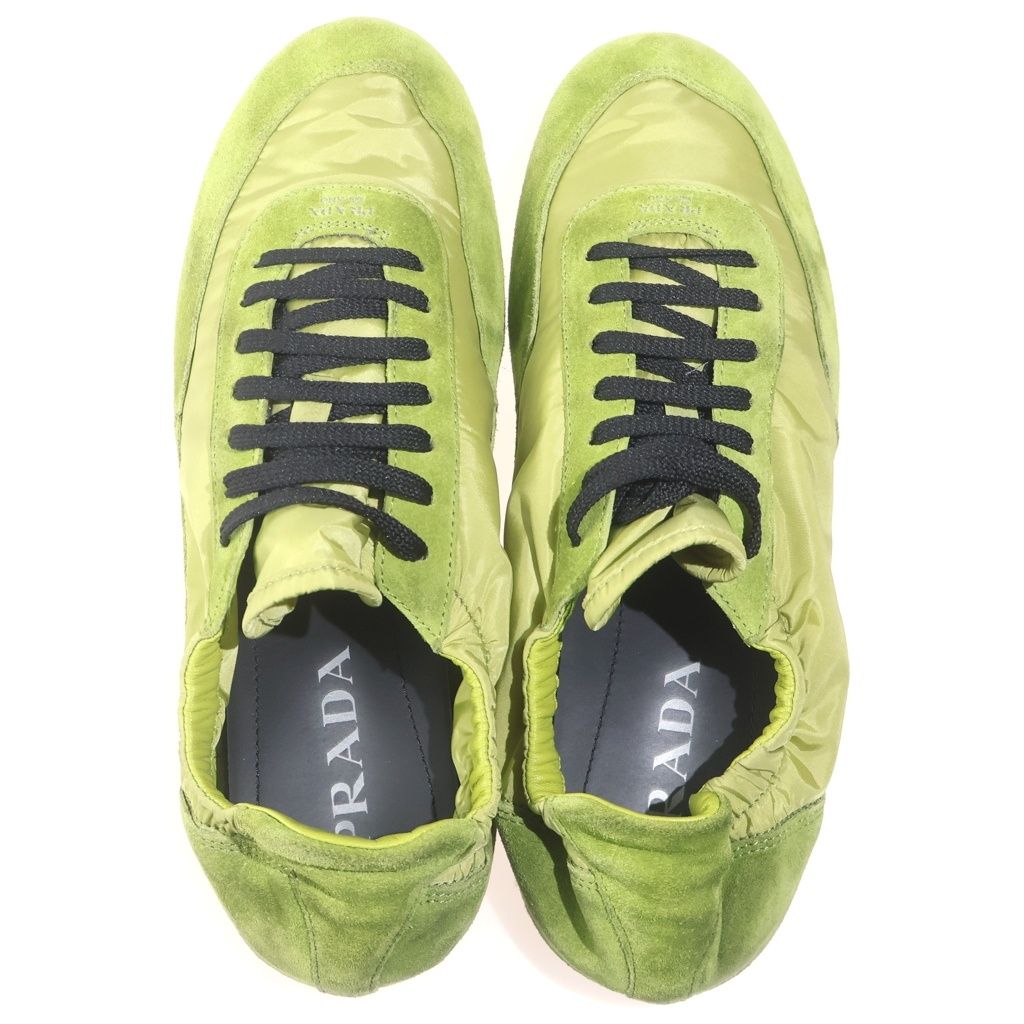 PRADA プラダ Collapse Re-Nylon and Suede Elasticized Sneakers コラパス スエード エラスティック スニーカー グリーン PRADA (プラダ) Collapse Re-Nylon and Suede Elasticized Sneakers