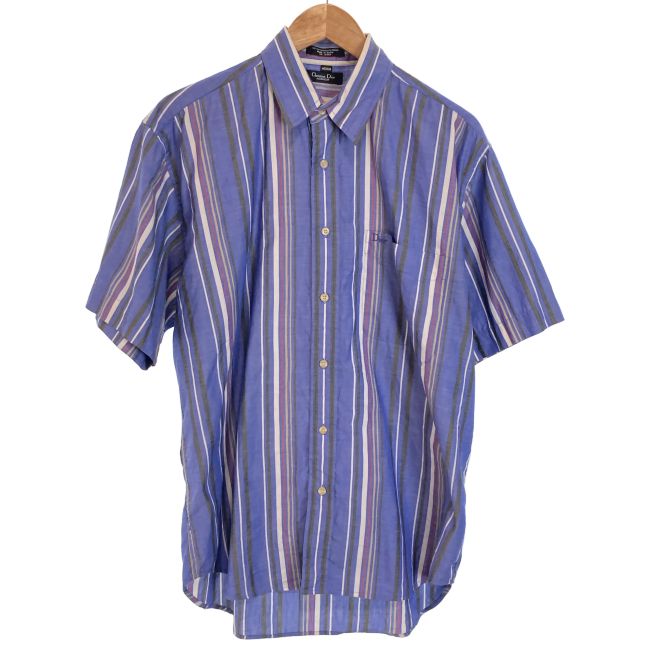 中古】 Christian Dior Monsieur ストライプシャツ 半袖 トップス