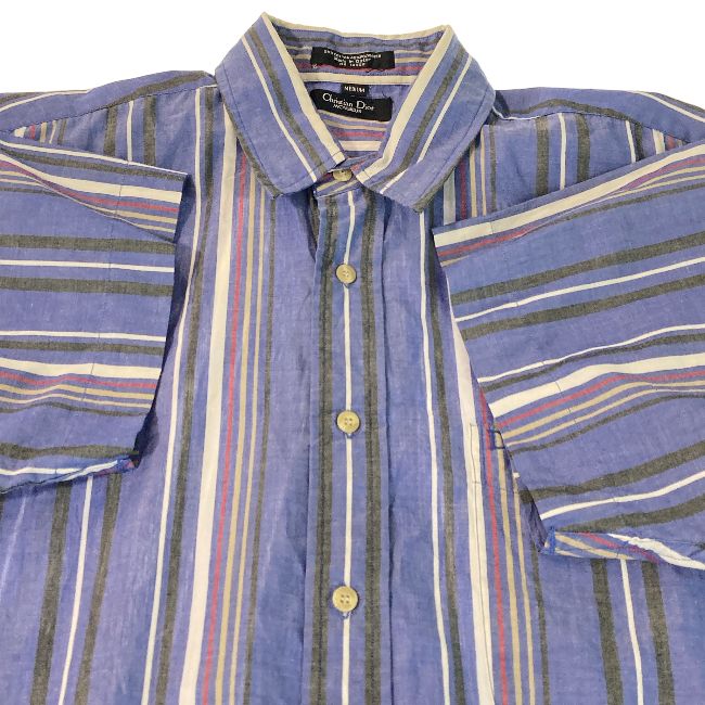 中古】 Christian Dior Monsieur ストライプシャツ 半袖 トップス