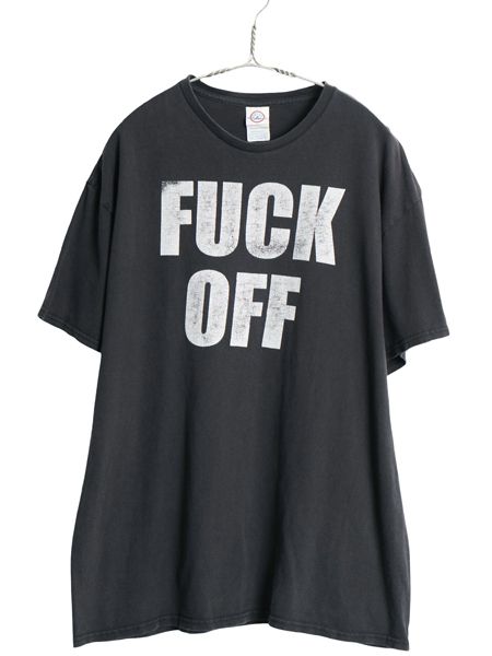 00s メッセージ プリント 半袖 Tシャツ メンズ XL 古着 オールド ジョーク グラフィック ヘビーウェイト カットソー ブラック 大きいサイズ