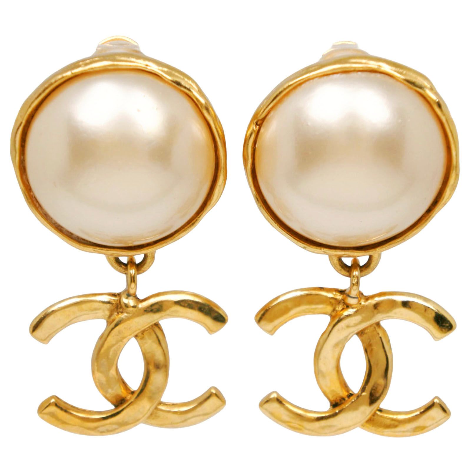 CHANEL】シャネル ココマーク ヴィンテージ 金メッキ×フェイクパール