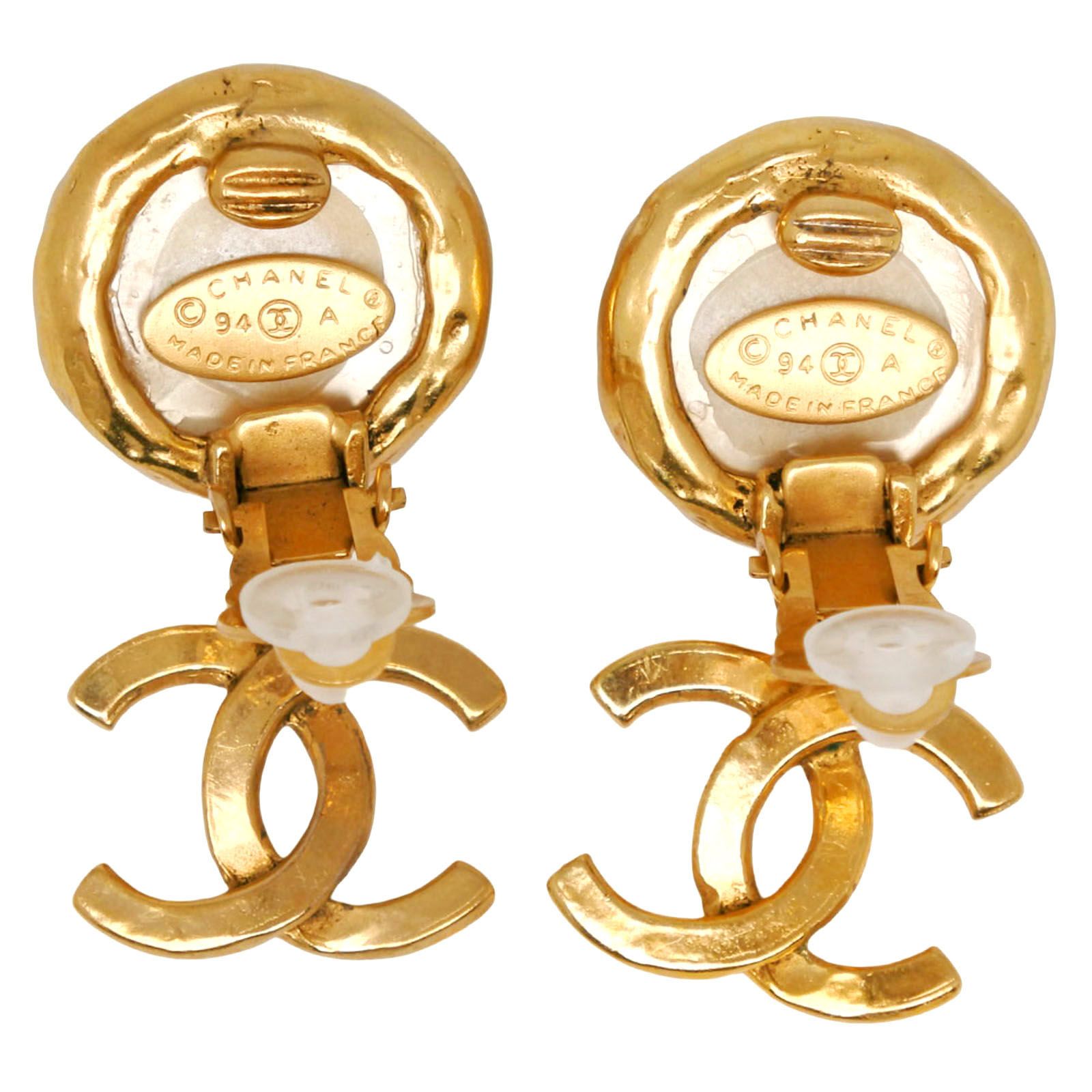 CHANEL】シャネル ココマーク ヴィンテージ 金メッキ×フェイクパール