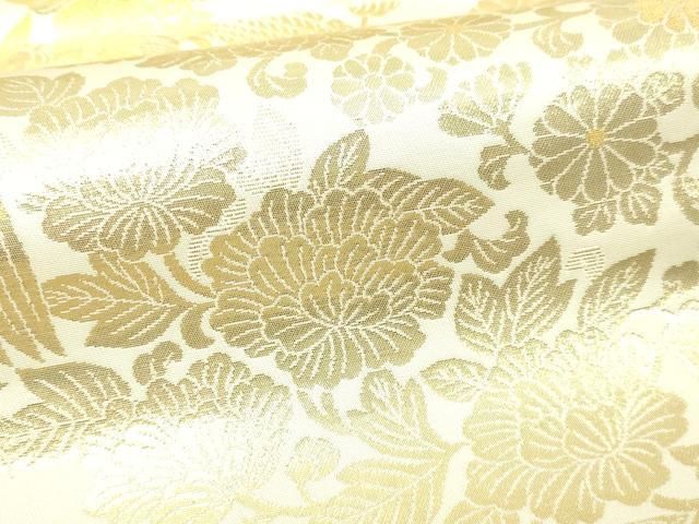 平和屋本店▽六通柄袋帯 手織錦 更紗花鳥文 24K純金箔 正絹 逸品