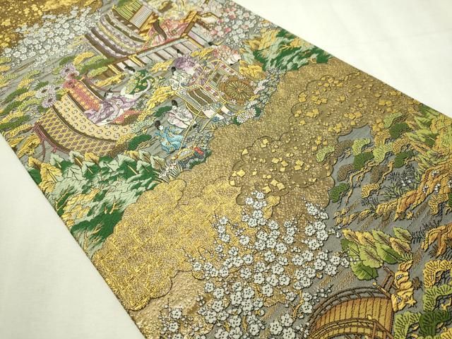 平和屋本店▽廣部商事謹製 全通全景柄袋帯 京洛時代祭還幸絵巻 弐捨四