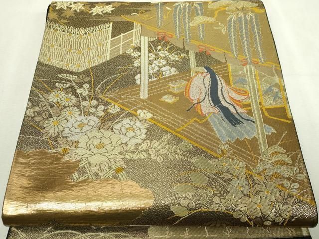 帯9270 ●高級 正絹 正倉院花鳥文 スリーシーズン 六通 袋帯 六通柄袋帯 平和屋本店▽西陣 尾島産業謹製 正倉院花鳥