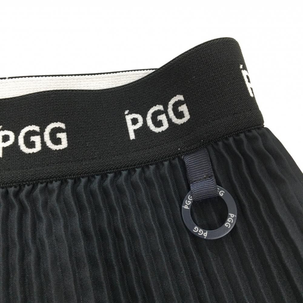 超美品】PGGパーリーゲイツ スカート 黒×白 裾ライン ウエストゴムロゴ