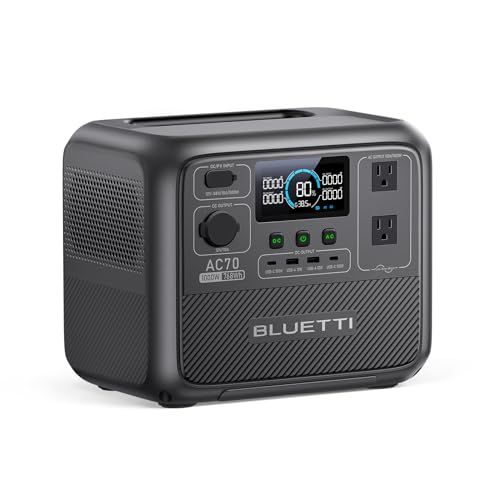 BLUETTI ポータブル電源 AC70 大容量768Wh AC1000W(瞬間最大1500W) 45分で80%まで急速充電 APP遠隔操作 UPS機能 電力リフト機能 リン酸鉄リチウム 純正弦波 MPPT制御方式採用 家庭アウトドア両用 バ 923c07a8