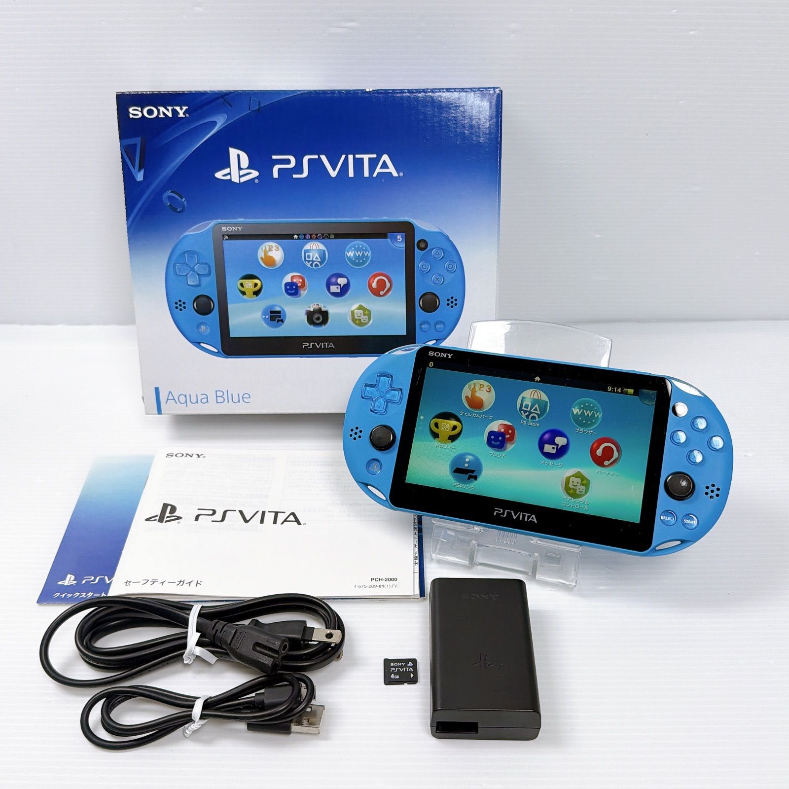 PSVITA PCH 2000 アクアブルー 良品 純正4GBメモリーカード付き