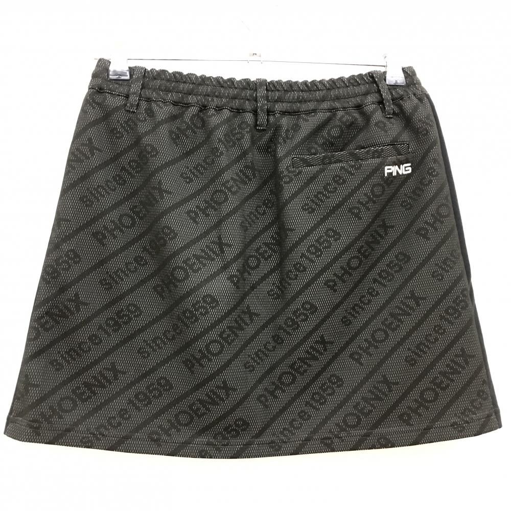 PING - coco 中古 ピン PING レディース スカート M 黒 ブラック 裏地付き ウェストゴム ロゴ総柄 超美品】ピン スカート 黒 英字総柄 ウエストゴム 裏地付き レディース